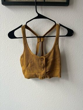 FP Movement by Free People Ribbed Cropped Tank Top, Bralette - Mustard